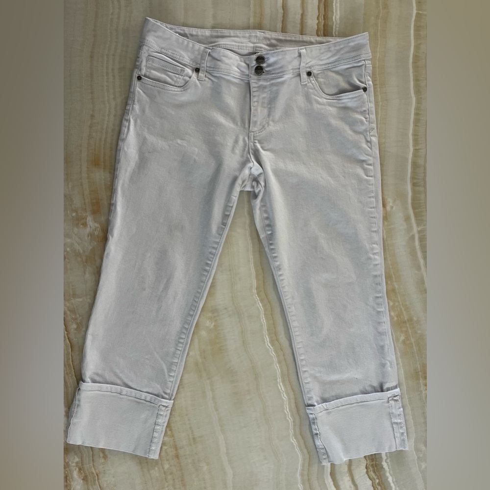 Kut From The Kloth White Double Button Cuffed Capri Jeans Size 12 31